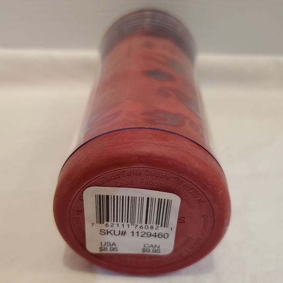 2008 Starbucks Plastic Christmas Red Doves Travel Tumbler To Go Mug 12oz NWT - Picture 5 of 5